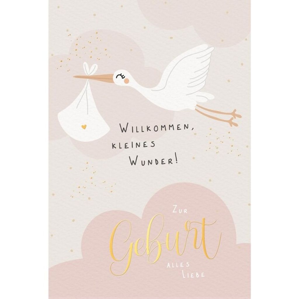 Glückwunschkarte - Zur Geburt alles Liebe - rosa