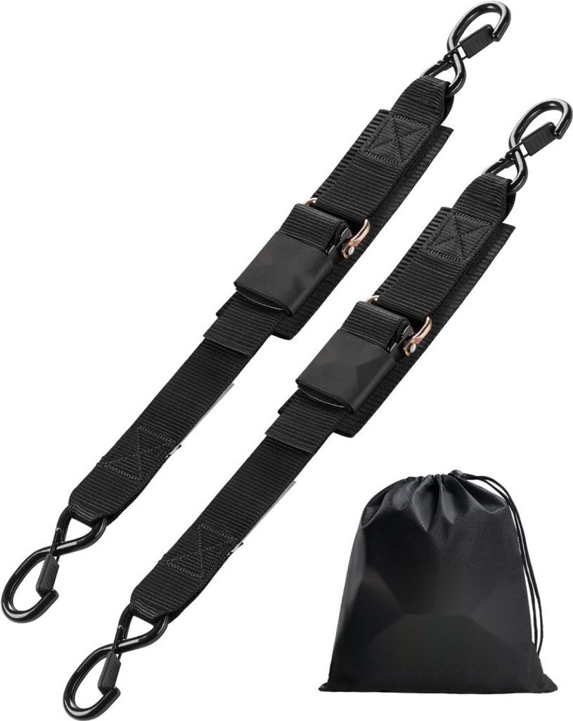 2er-Set Spanngurte mit Ratschen - Zurrgurte für Boote, 5,08x60,96cm - Transport Sicherheitsgurte Schwarz