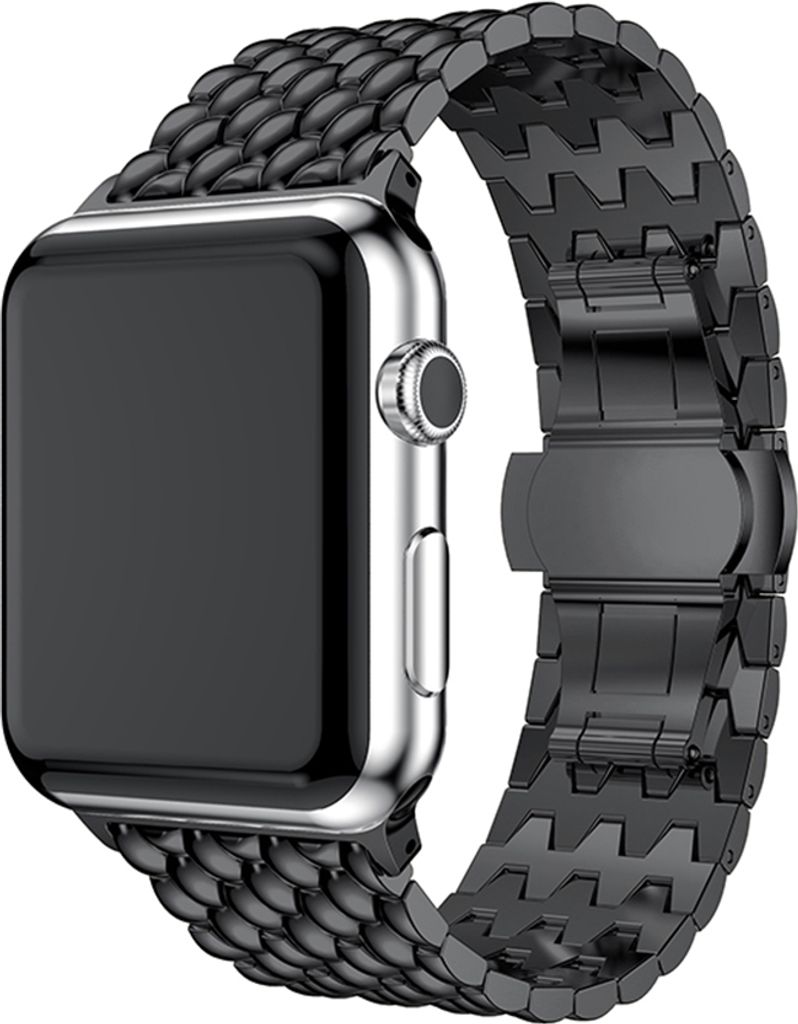 Armband für Apple Watch Series 8 7 6 5 4 3 2 1 SE - Premium Edelstahl Ersatzarmband Point Band Armband - Schwarz - 38mm 40mm 41mm