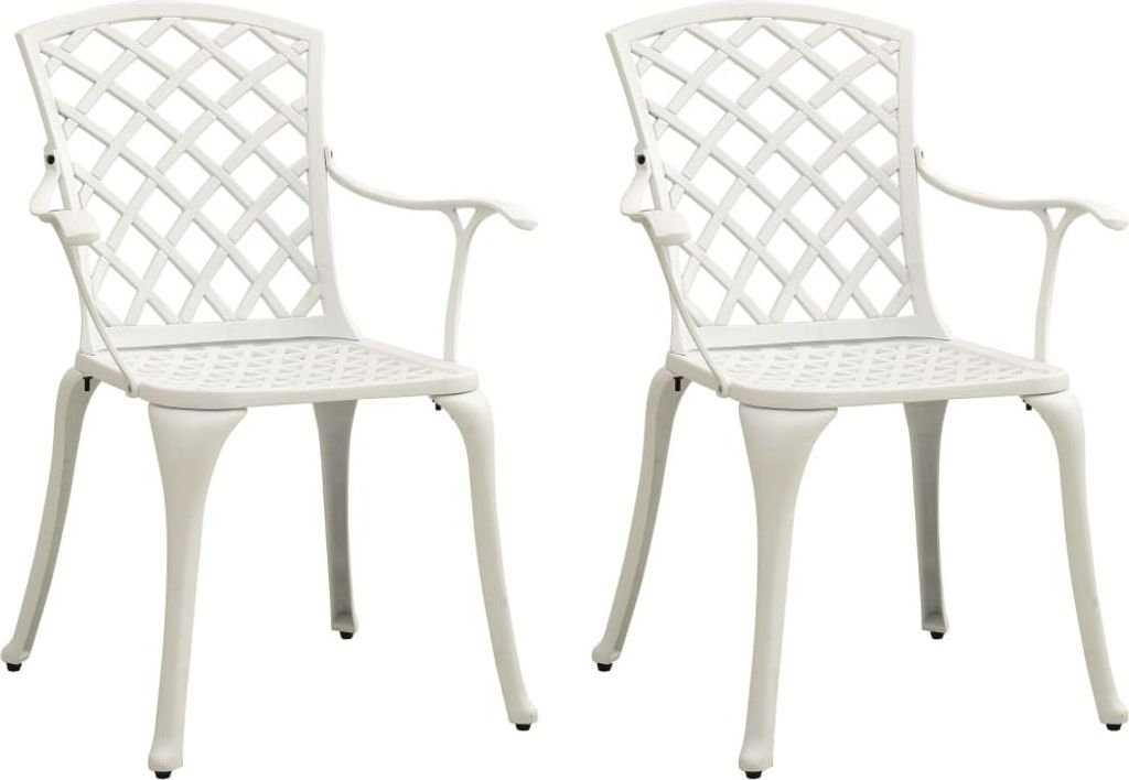 vidaXL Sedie da giardino 2 pz. Alluminio fuso bianco Immagine del prodotto 