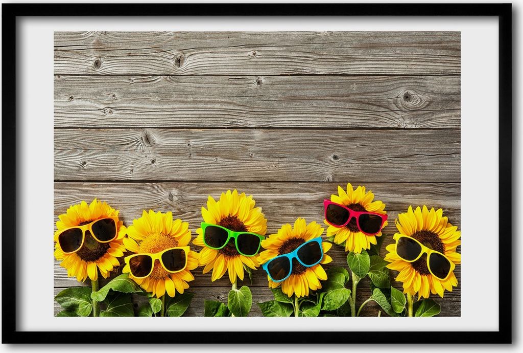 Bild 60x40 MDF-Rahmen, Wandkunst Sunflowers