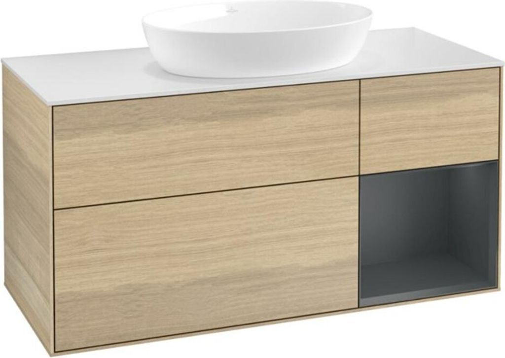 V&B Waschtischunterschrank Finion 120cm, Pl wh. m, Reg md m Lac, Oa ven