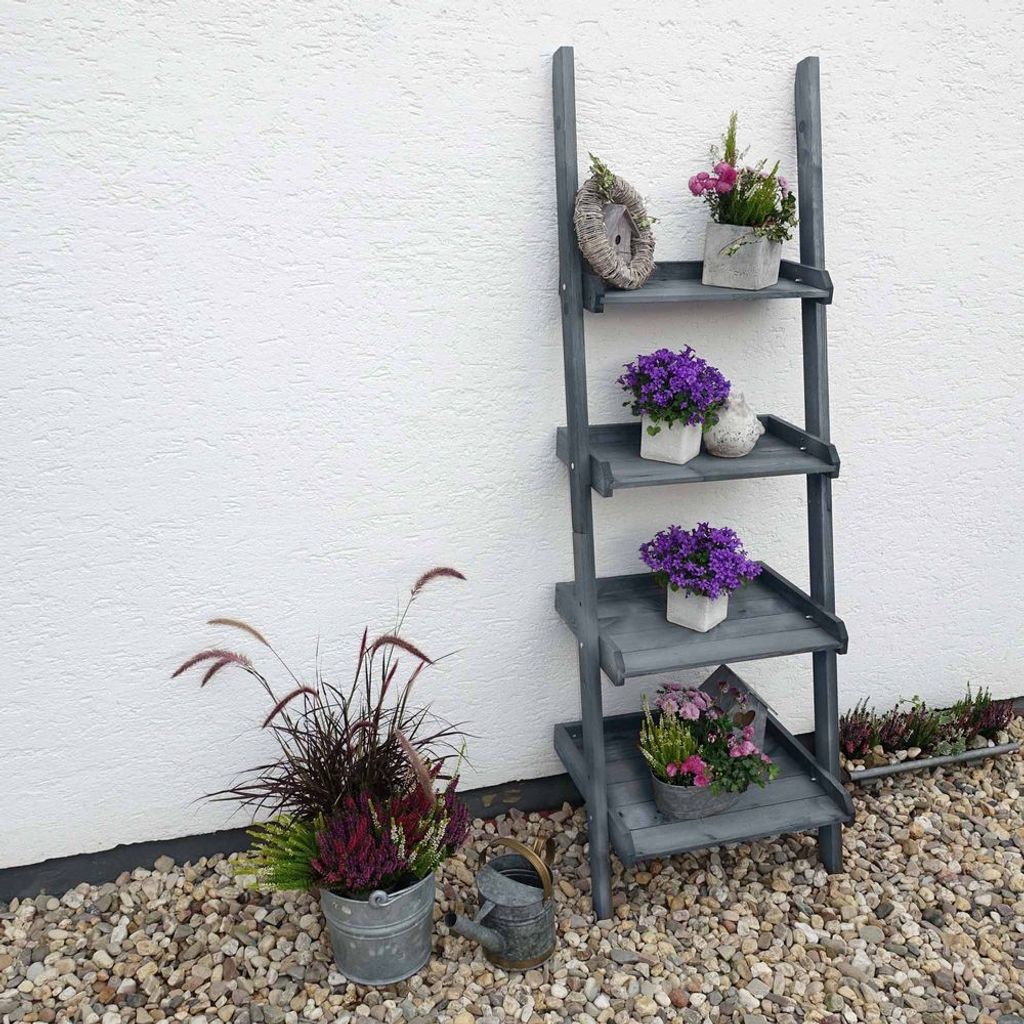 Blumenleiter 'Helma', grau Promadino 4 Etagen Leiter Blumen Garten Dekoration