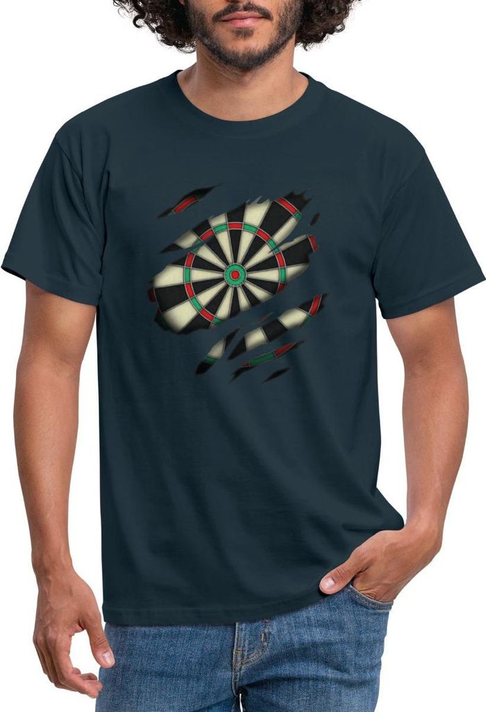 Spreadshirt Darts Lives In Me Ripped Design Dartboard Dart Fan Gift Männer T-Shirt, 3XL, Navy