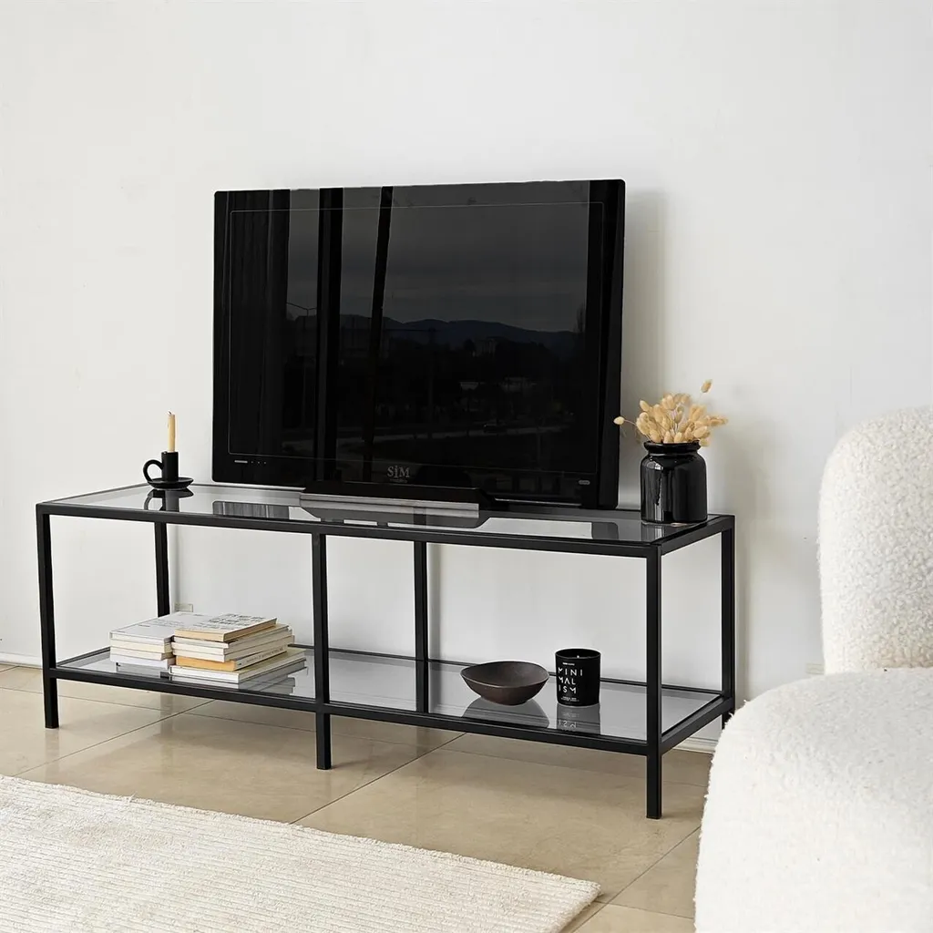 Meuble TV Skye Decor Gris Foncé 130cm : Fini les Câbles Encombrants