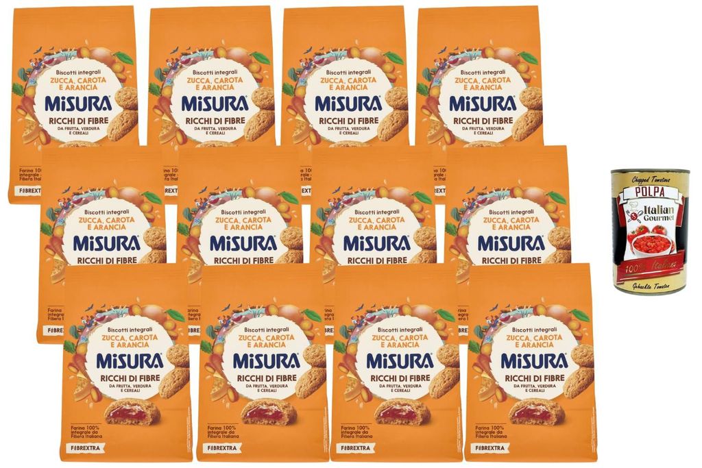 Italian Gourmet - Fibrextra, Ballaststoffreiche Vollkornkekse mit Kürbis, Karotte & Orange, 12 x 260 g Frühstückskekse Ricchi di Fibre, Multicer...