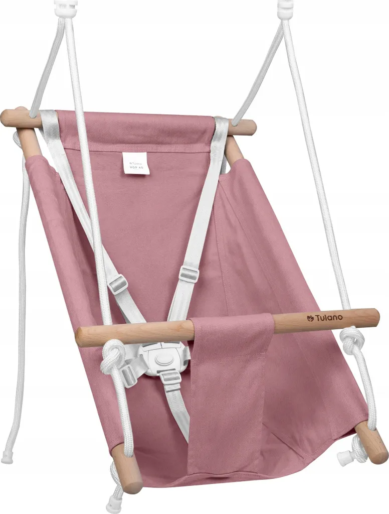Tulano Hop 40 Altalena Neonato 3in1 in Legno | Fino a 60kg | Rosa-Grigio - 16