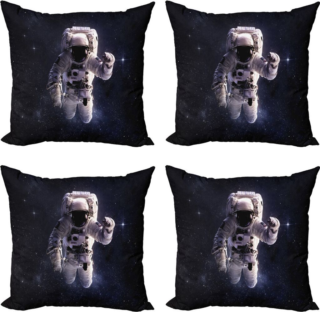 ABAKUHAUS Galaxis Kissenbezug Set (4 Stück), Stardust Nebelfleck-Raum, Moderner Doppelseitiger Digitaldruck, 60 cm x 60 cm, Weiß Dunkelblau