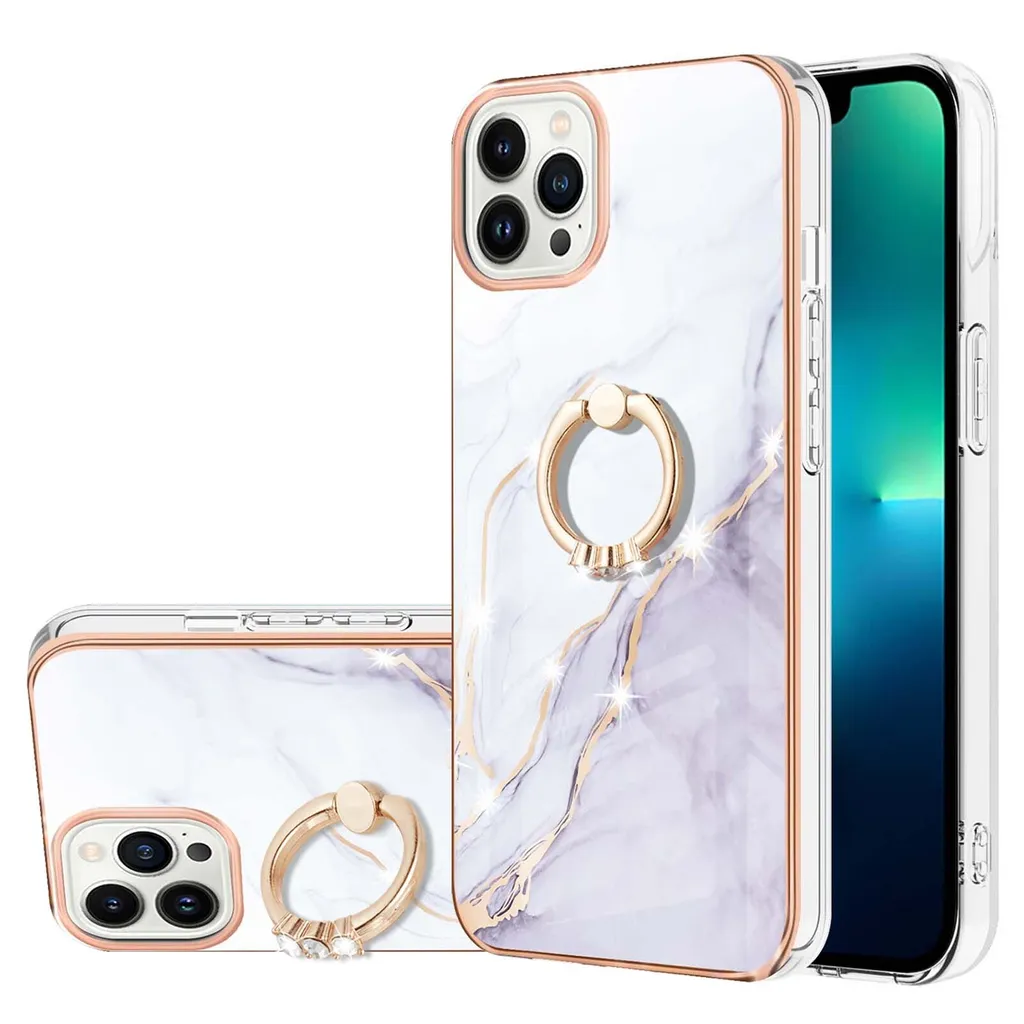 Cover iPhone 13 Pro Max Marmo TPU: Protezione Protettiva Ring Holder