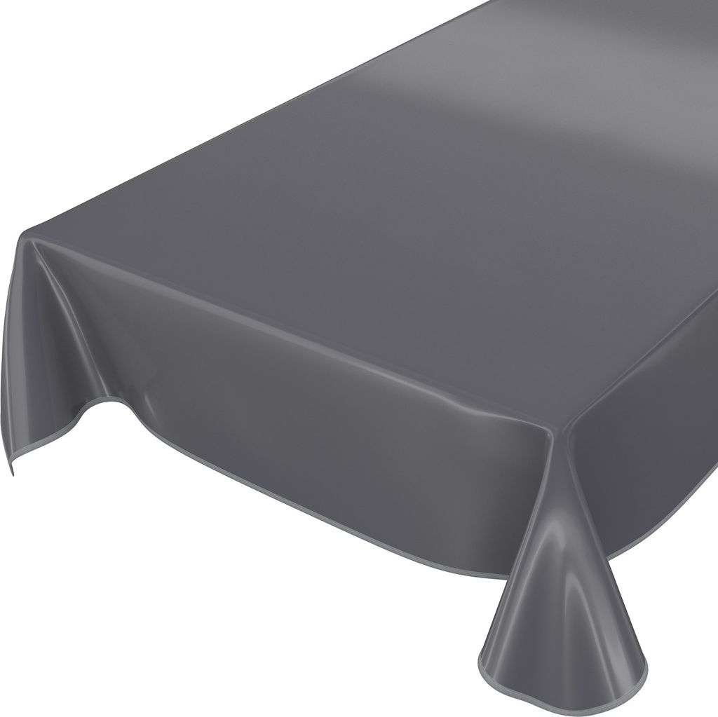 Tischdecke Wachstuch PVC abwaschbar Einfarbig Anthrazit 200x140cm Band