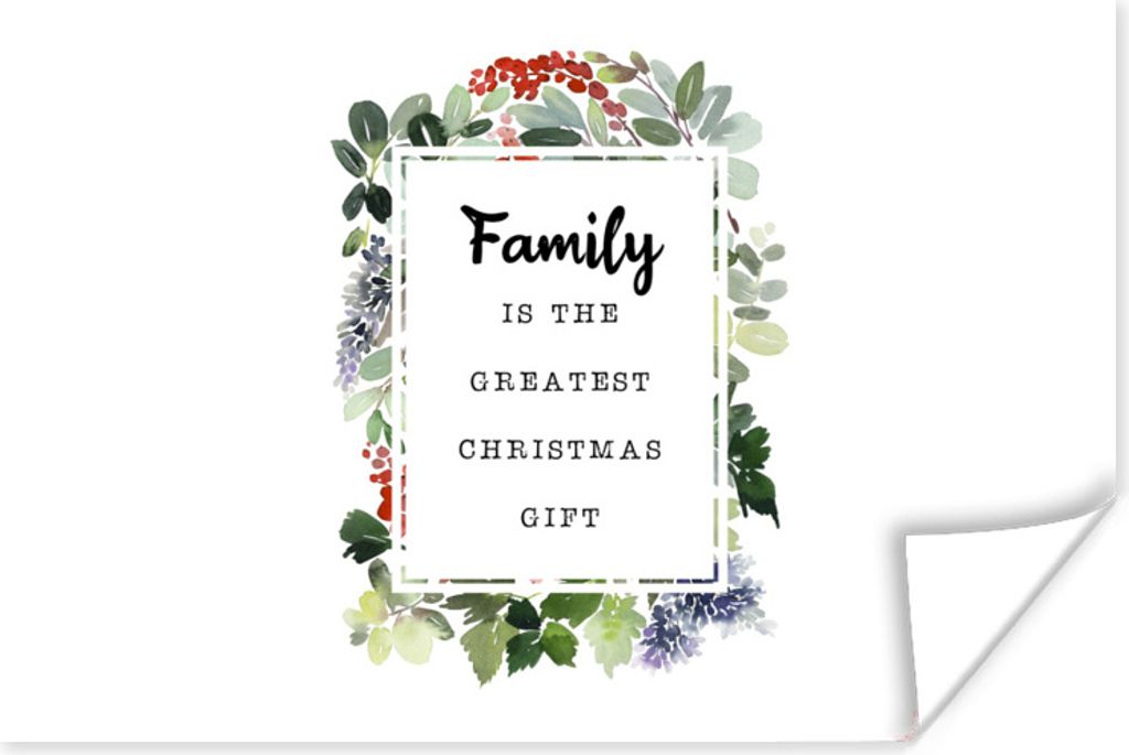 MuchoWow Poster Pflanzen - Weihnachten - Zitat - Familie 180x120 cm - Fotoplakat