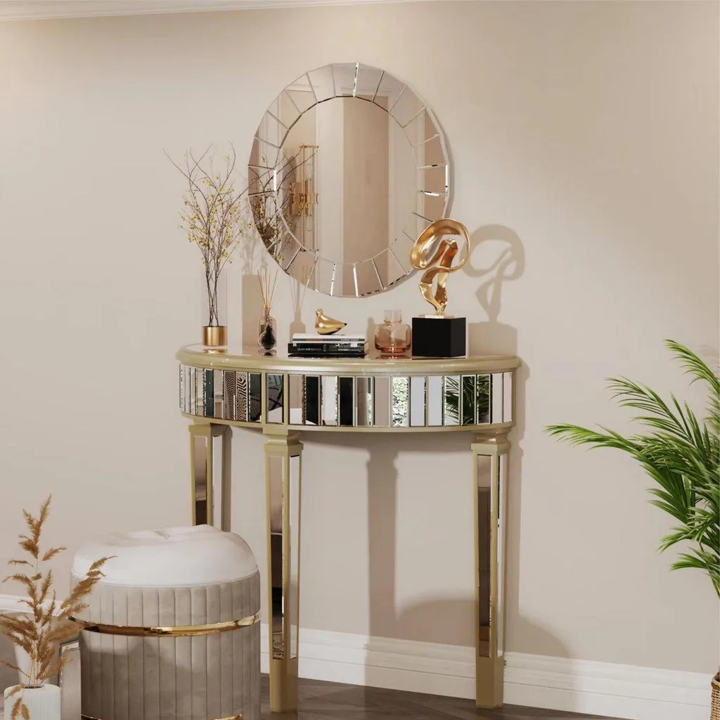 Table console Luxeon miroir demi-lune : solution déco pour petit mur - 4