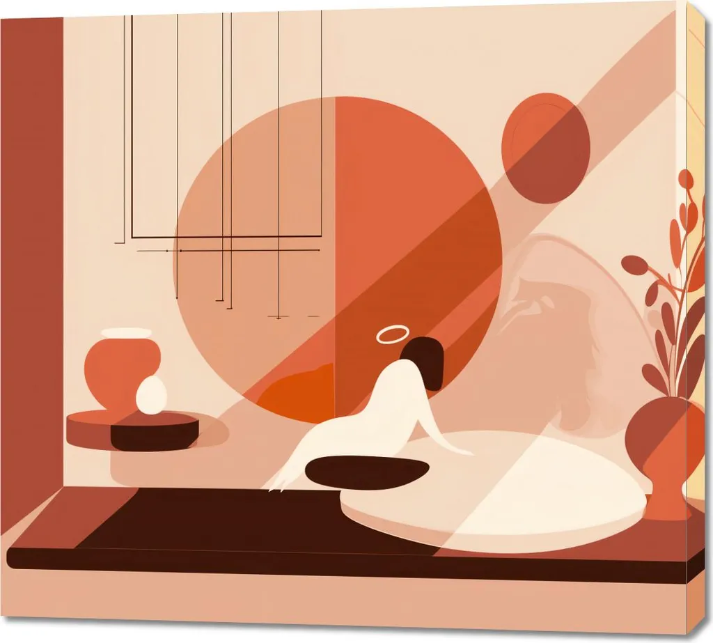 Offerta Quadro Moderno 100x90cm Calma nel Sole Geometrico per Casa