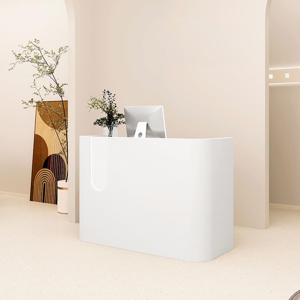 360Home Kassentheke mit LED-Beleuchtung Empfangstheke mit Schubladen Verkaufstheke für Büro, Supermarkt, Hotel und Bekleidungsgeschäft Weiß 120...