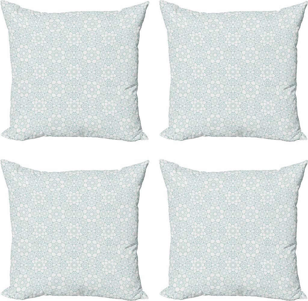 ABAKUHAUS marokkanisch Kissenbezug Set (4 Stück), Kultur Element, Moderner Doppelseitiger Digitaldruck, 60 cm x 60 cm, Seafoam Weiß