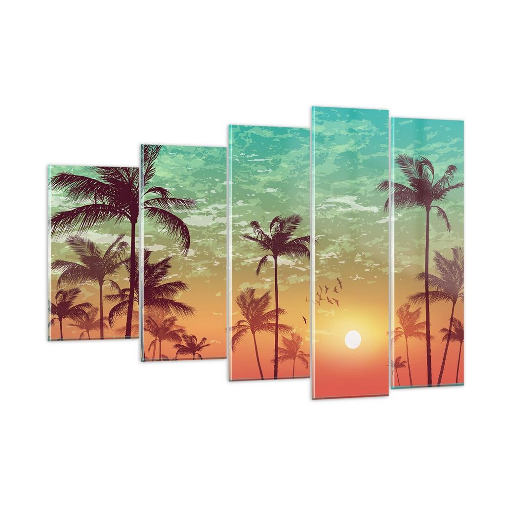 Bilder auf glas - Horizont Küste Kokosnuss Himmel - 150x100cm - Glasbilder - Wandbilder - Kunstdruck - Wanddekoration aus Glas - Glas Bilder - Wan...