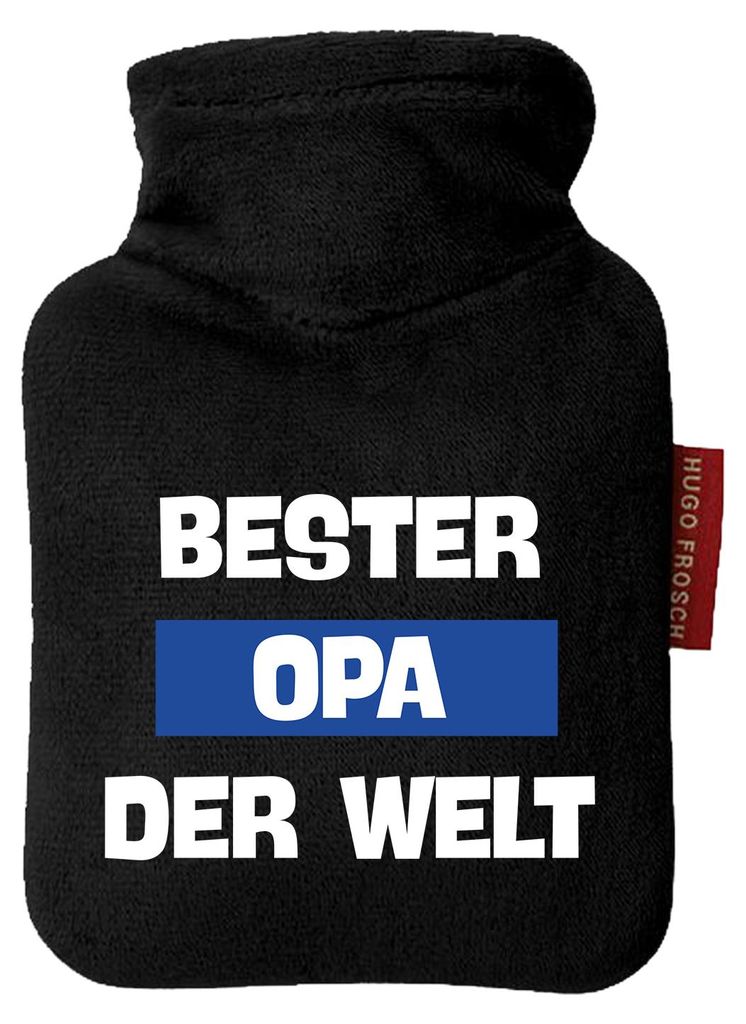 Huuraa Mini-Wärmflasche Bester Opa der Welt 0,2 Liter Black Mini Veloursbezug Taschenwärmer Geschenkidee