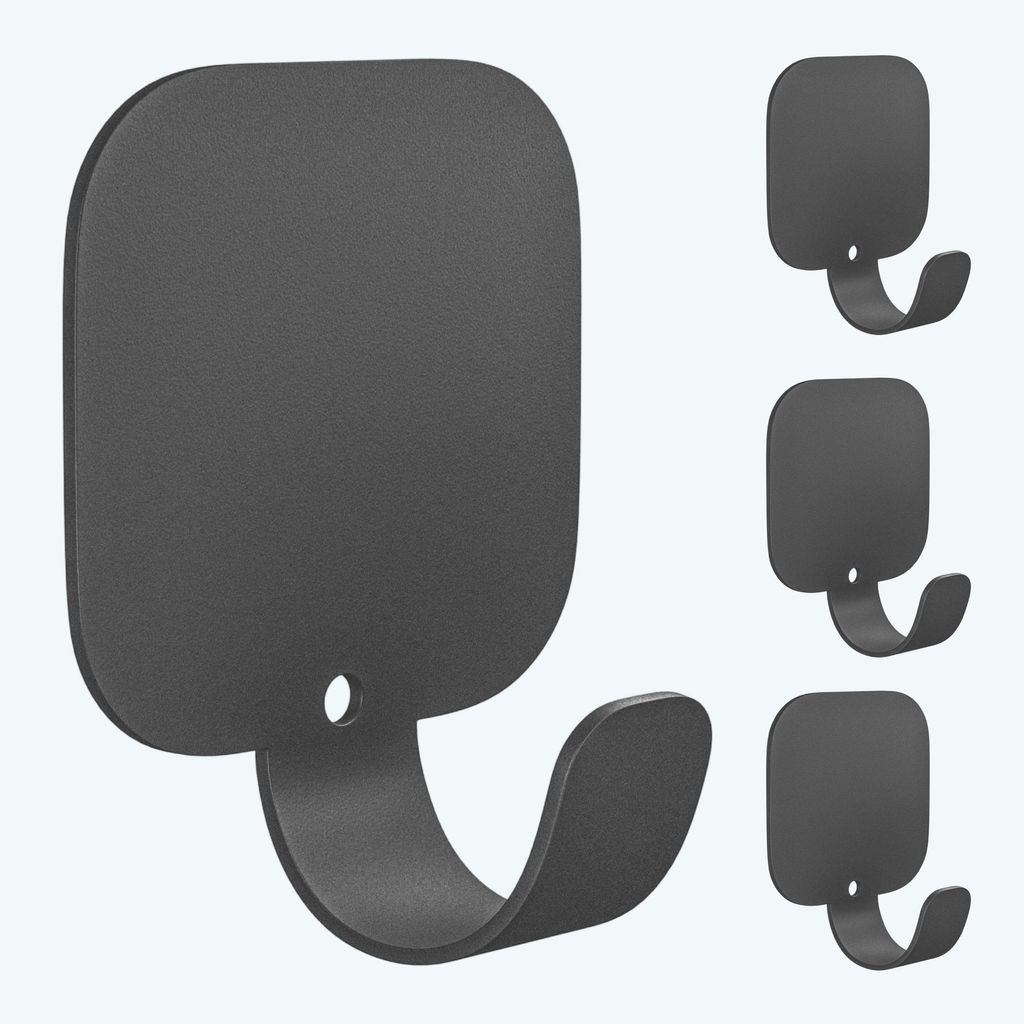 Mai & Mai Kleiderhaken 4 Stück, Garderobenhaken ohne bohren aus Aluminiumlegierung, Wandhaken 40x40mm Grau Stalo-15