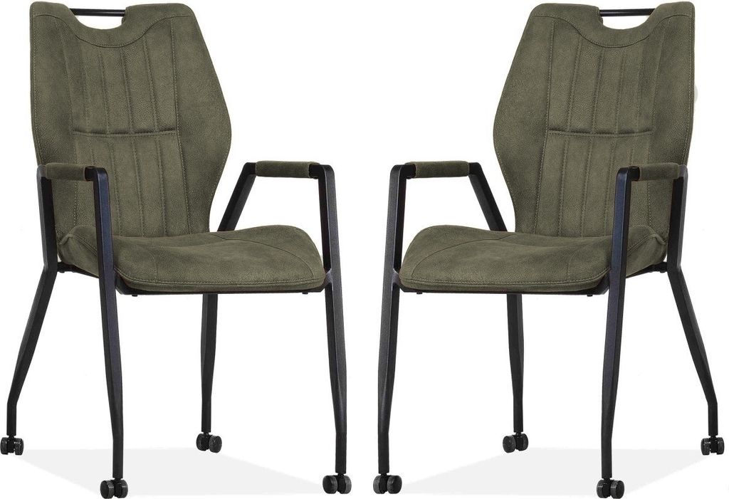 Stuhl Olympic mit Rollen – Moosgrün – 2er-Set Produktbild 2