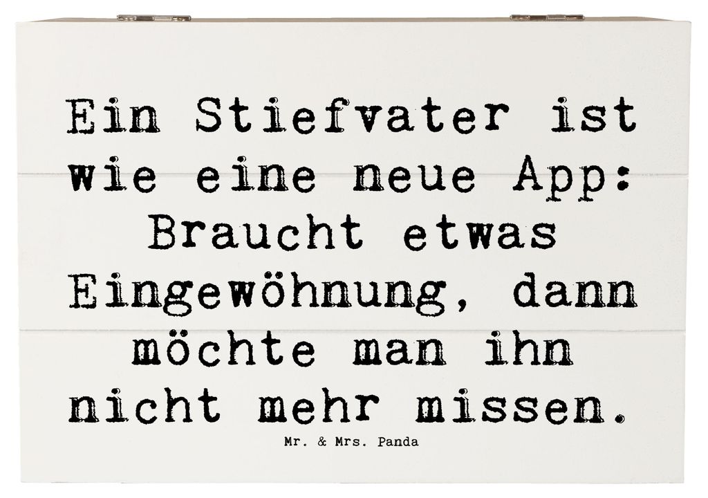 Mr. & Mrs. Panda Geschenkbox Spruch Stiefvater Liebe 22 x 15 cm - Weiß - Geschenk, Box, handgemacht, Unterstützer, Geschenke, Familie, Stiefkinde...