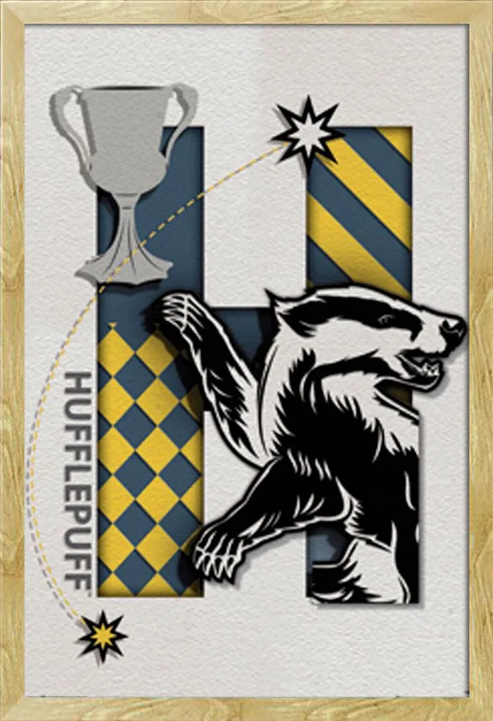 Poster Ufficiale Harry Potter Tassorosso Cornice Shinsuke MDF 61x91,5