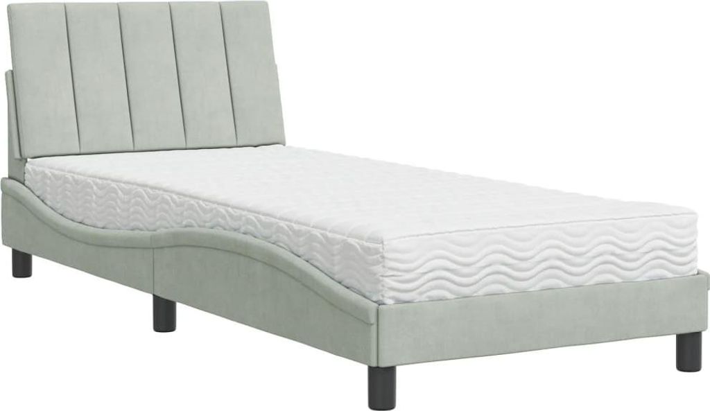 vidaXL Bett mit Matratze "Hanko" Hellgrau 80x200 cm Samt