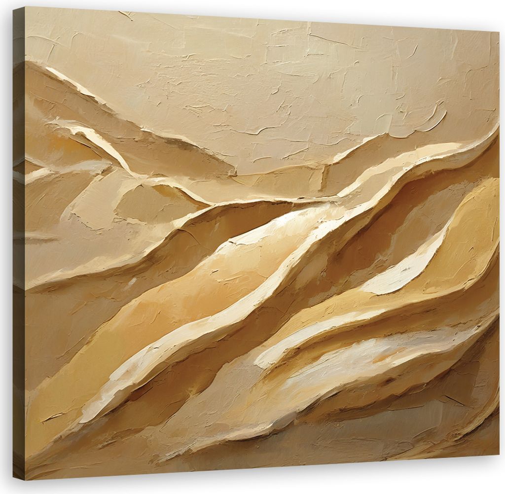 Leinwandbild Boho abstrakte Textur 60x60 Feeby Beige bild für die wand bereit zum aufhängen