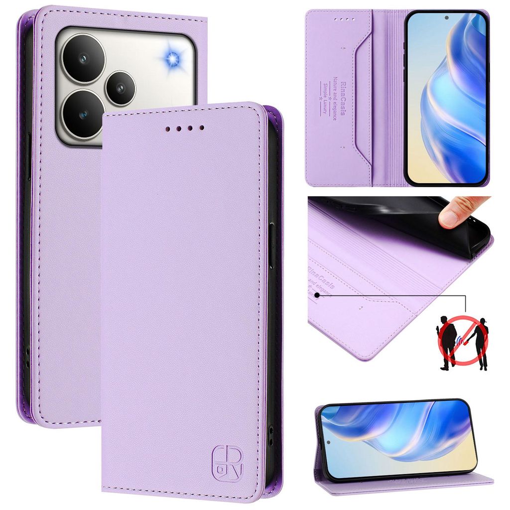 Lederhülle für Realme P4 Hülle Flip Brieftasche Kartenfächern Ständer Schutzhülle Violett
