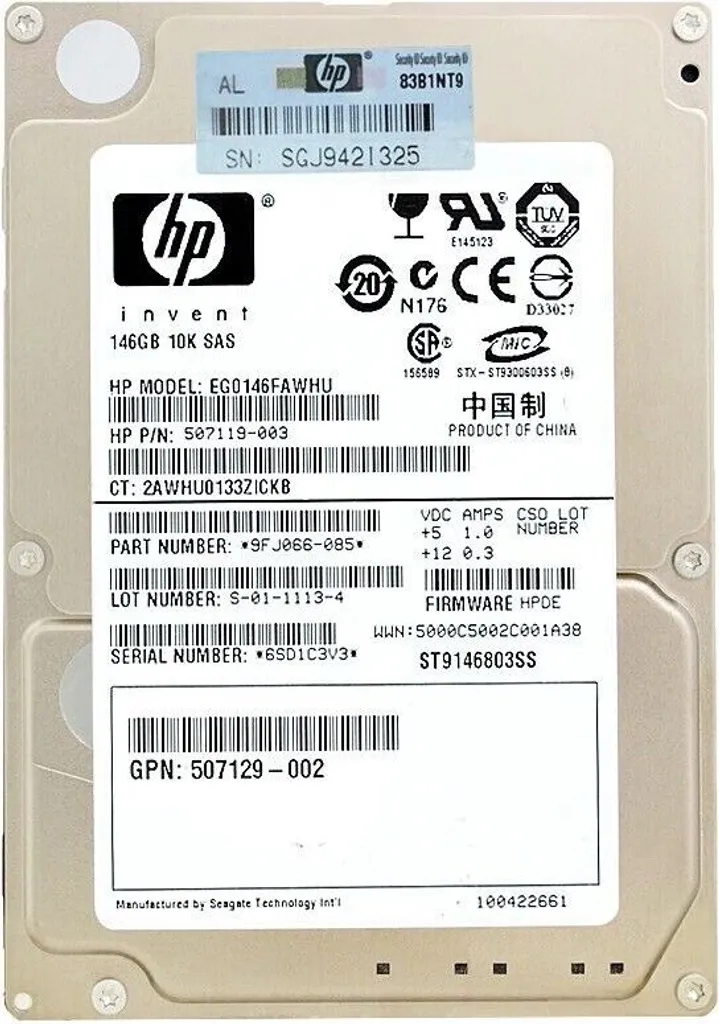 Disco HP 146GB 10K SAS 2.5 507119-003 EG0146FAWHU | Performance Server