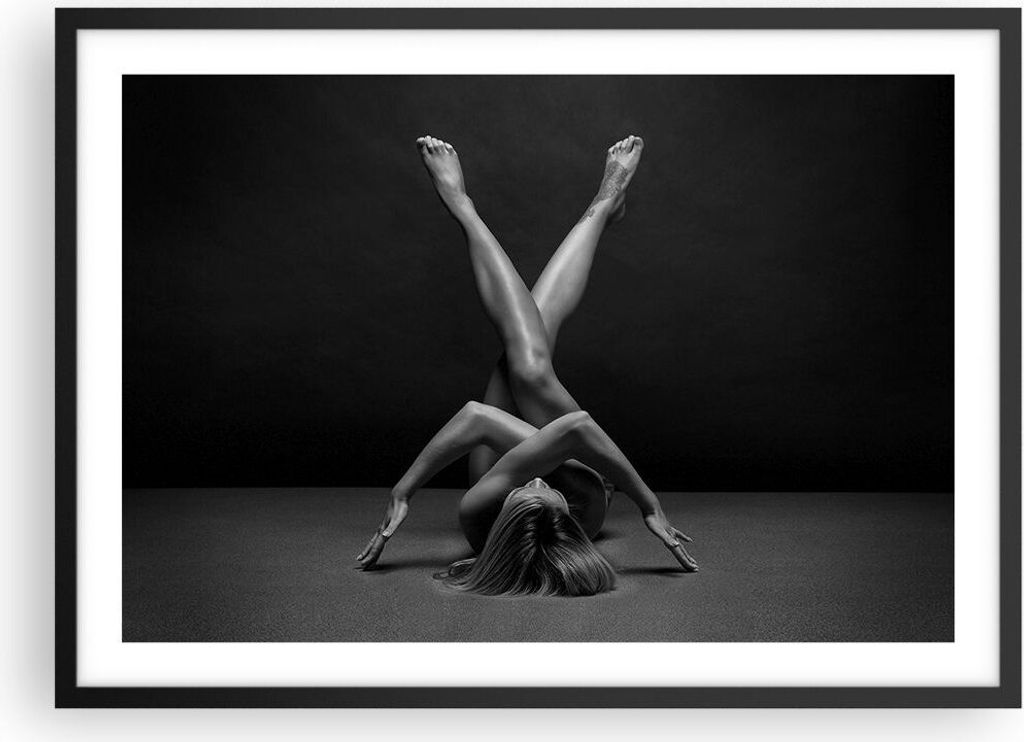 Gerahmtes Poster - Schwarzer Rahmen - Frau Gymnastik Yoga - 70x50 cm - Wand Bild - Wanddeko - Wandbilder - Kunstposter - Wandposter - Bilderrahmen ...