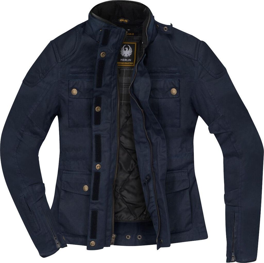 Merlin Buxton II Damen Motorrad Wachsjacke, navy, XS