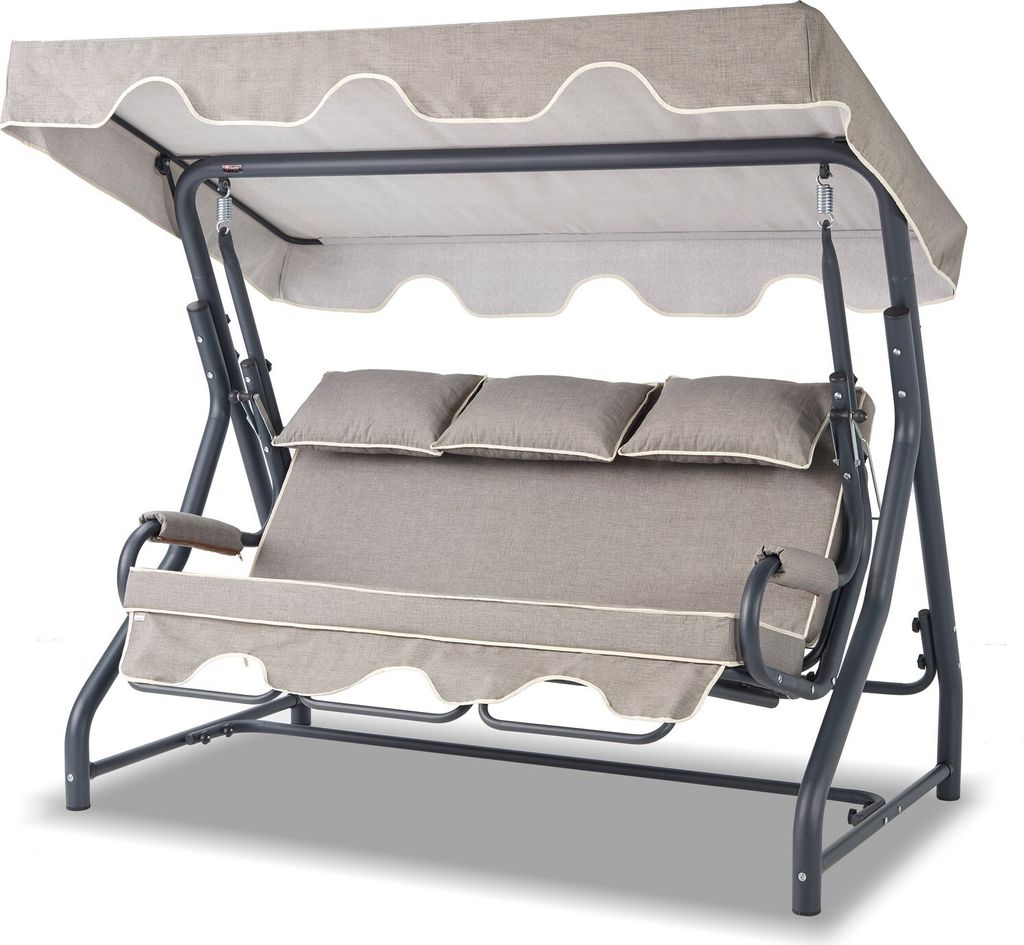 Skye Decor, Salvia - Anthracite, Grey, Hollywoodschaukeln, Dreifach-Gartenschaukel, Anthrazit, Metall, 200 x 165 x 110 cm