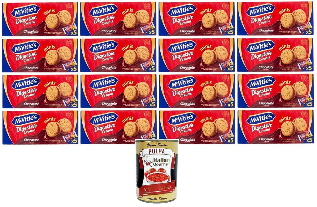 Italian Gourmet McVitie's Minis Digestive Creams Schokolade, Weizenkekse mit Schokoladencremefüllung, 16x185g+ Italian Gourmet Polpa 400 g