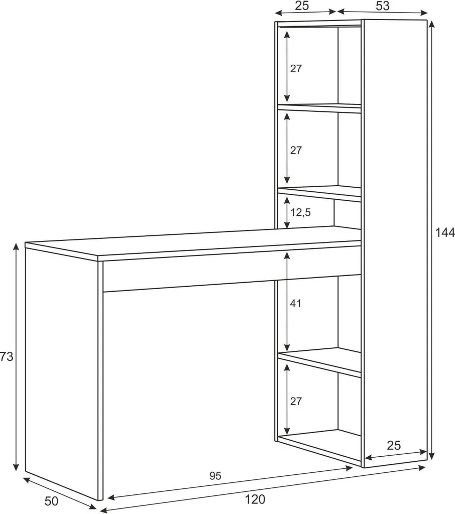 Bureau d'angle réversible 120 cm avec bibliothèque latérale intégrée - 9