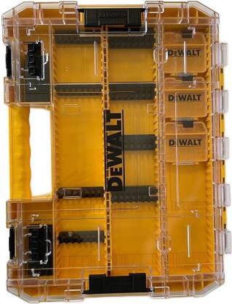 A DeWalt organizer case for drill bits, shown from the front.