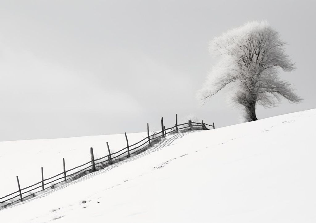 Plakat 29,7x21cm Einsamkeit des Winters am Zaun