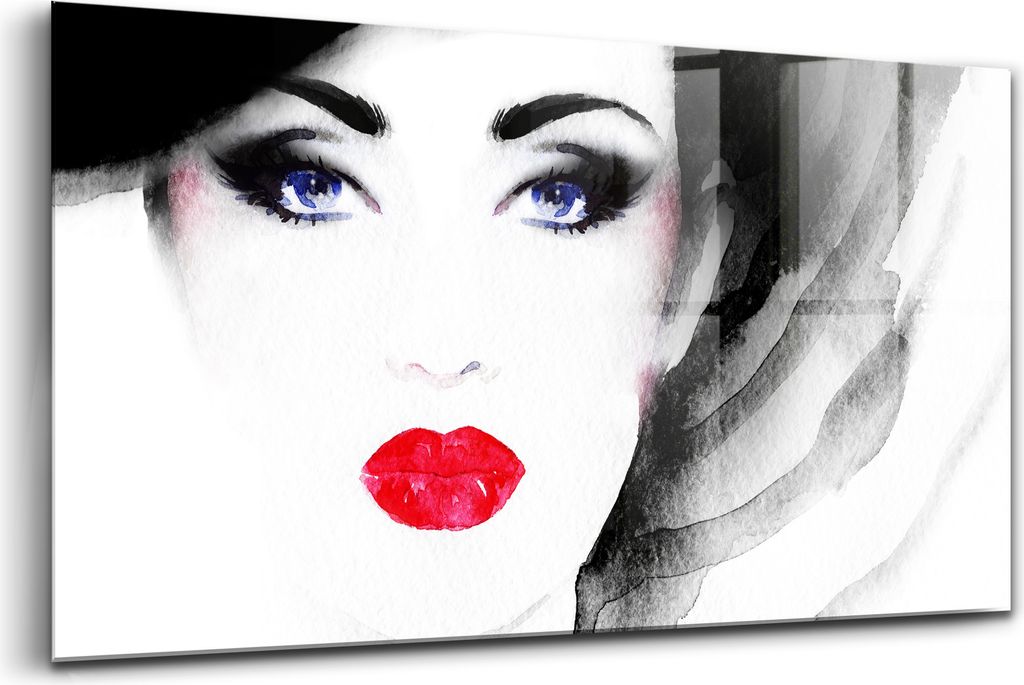 120x60 - Wandmalerei auf Glas- Wanddekoration aus Glas - Porträt einer Frau