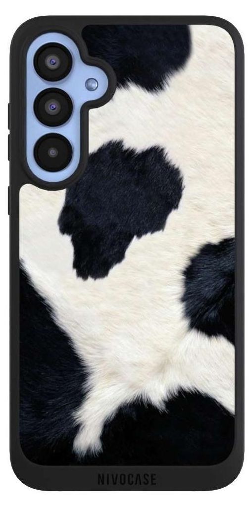 NIVOCASE Handyhülle für Samsung Galaxy A55 5G Hülle NIVOpure Case Schwarz Animal-Look Animalprint Kuhfell