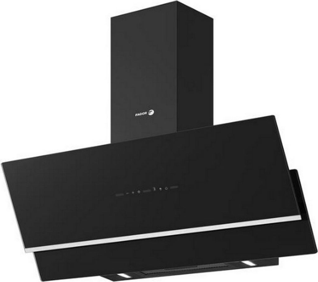 90 cm breite, schräge, dekorative dunstabzugshaube, 558 m³/h, schwarz Fagor FHIG9600A++