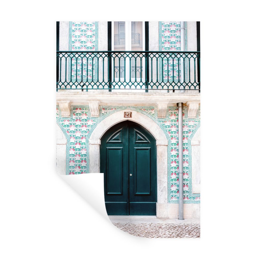 MuchoWow Wandtattoo Wandsticker Wandaufkleber Tür - Holz - Grün - Haus 20x30 cm Selbstklebend und Repositionierbar - Sticker - Dekorfolie