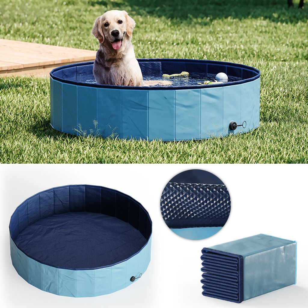 Faltbarer Hundepool Schwimmbecken für Hunde Hundebad Wasserbecken für Hunde Blau 