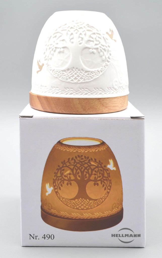 Teelichtleuchte Mini Iglu auf Holzsockel Baum des Lebens Produktbild 