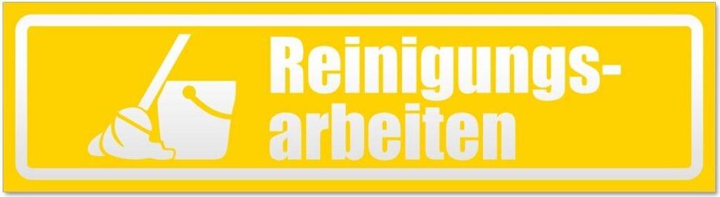 Kiwistar - Autoaufkleber - Gelb - 45 x 12 cm - Reinigungsarbeiten Eimer invertiert - Hinweis Aufkleber Sticker für Auto, Kfz, Fahrrad, PKW, LKW