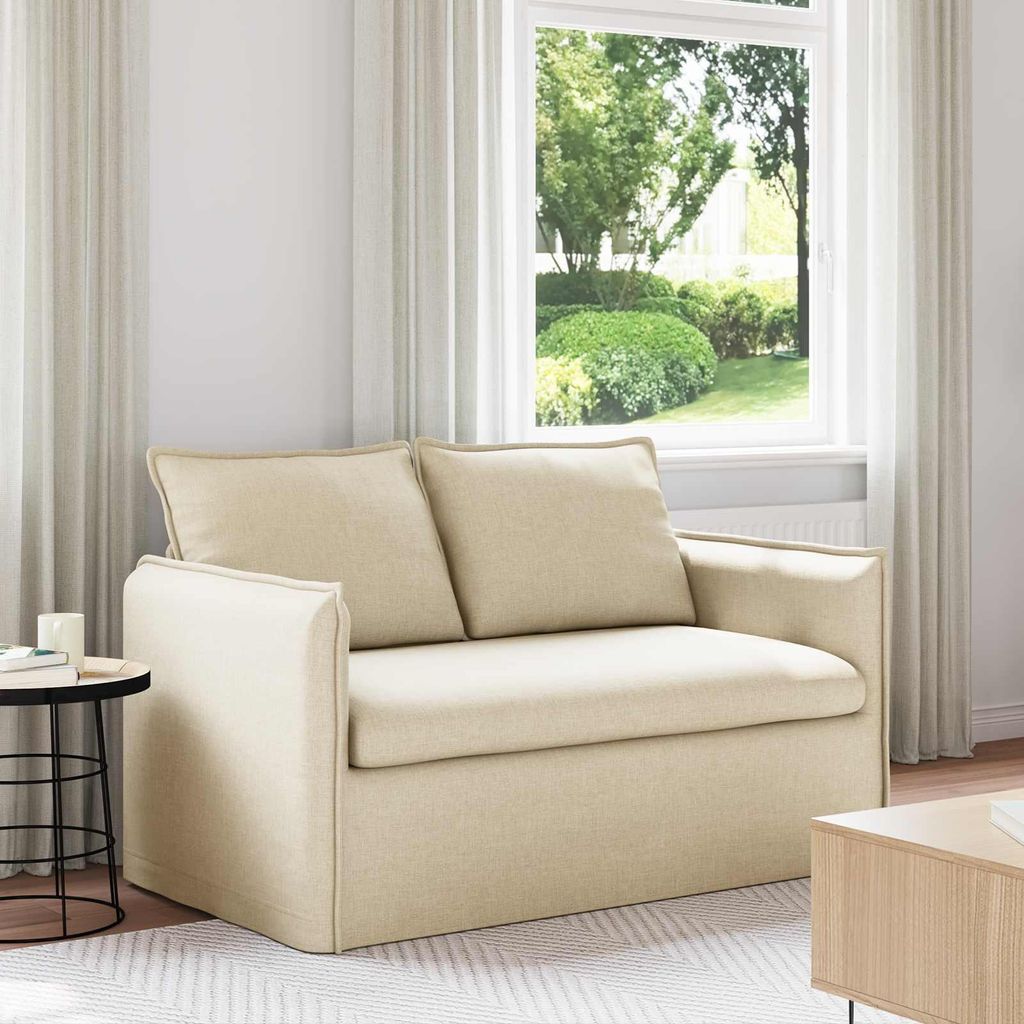 "Schlussverkauf" Wohnzimmer Couch/Sofa - mit Ergonomisches Design - Creme Gesamtabmessungen: 136x82x85 cm (BxTxH) Samt C14253