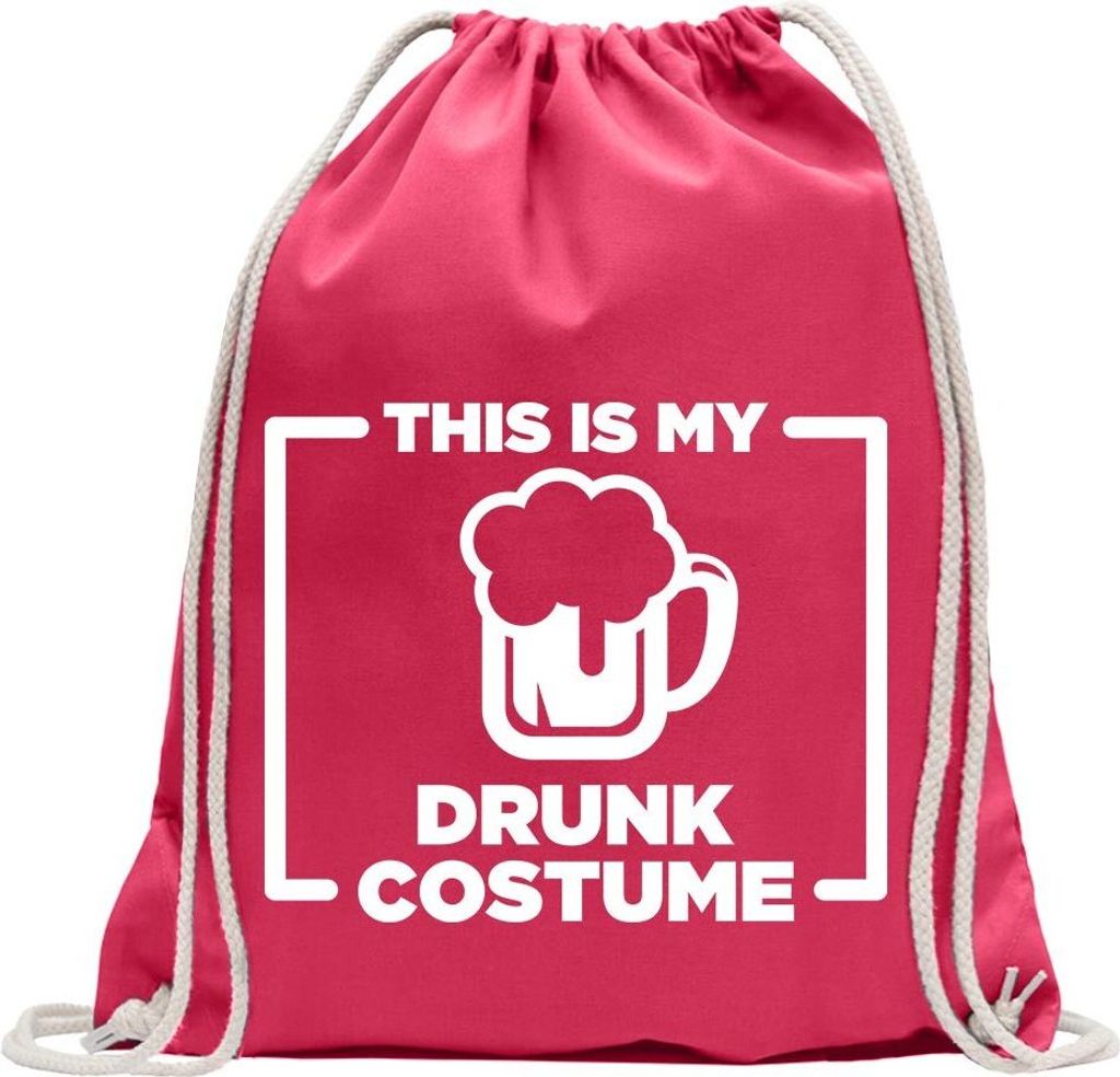 Kiwistar - Turnbeutel - pink - This is My Drunk Costume - Fun Rucksack Sport Beutel Gymsack Baumwolle mit Ziehgurt