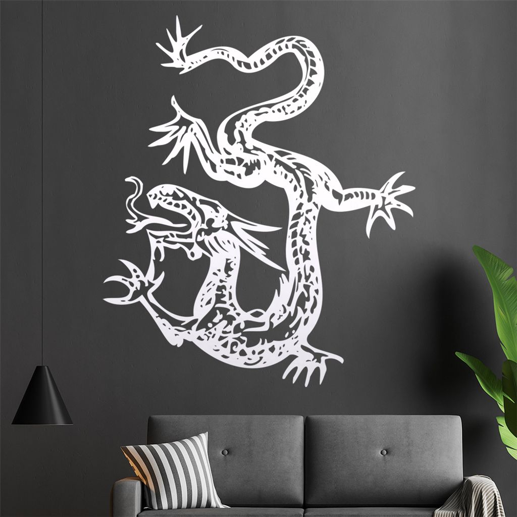 China Drachen Wandtattoo in 6 Größen - Wandaufkleber Wall Sticker - Dekoration, Küche, Wohnzimmer, Schlafzimmer, Badezimmer