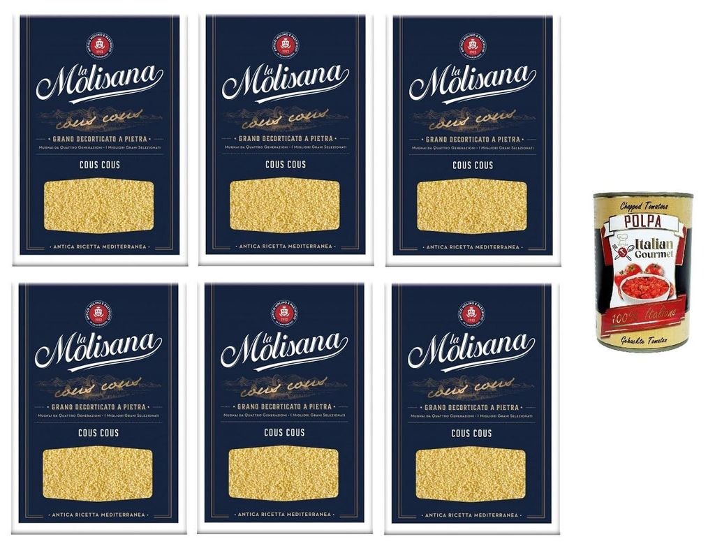 La Molisana Cous Cous Steingeschälter Weizen N°621 6x 500gr + Italian Gourmet polpa 400g