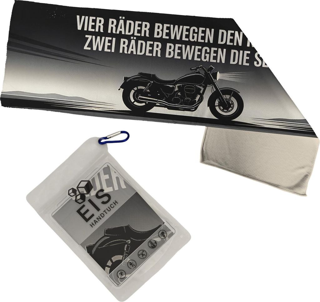 Biker-Motiv Eishandtuch mit Spruch für Motorradfans