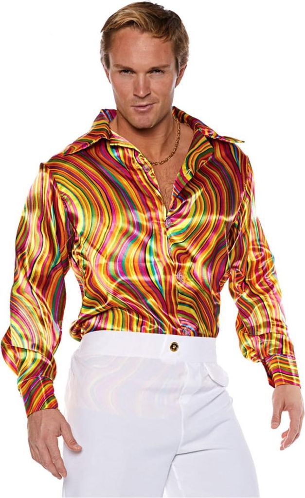 Buntes Disco Kostüm Hemd für 70er Jahre Mottoparties Größe: One Size