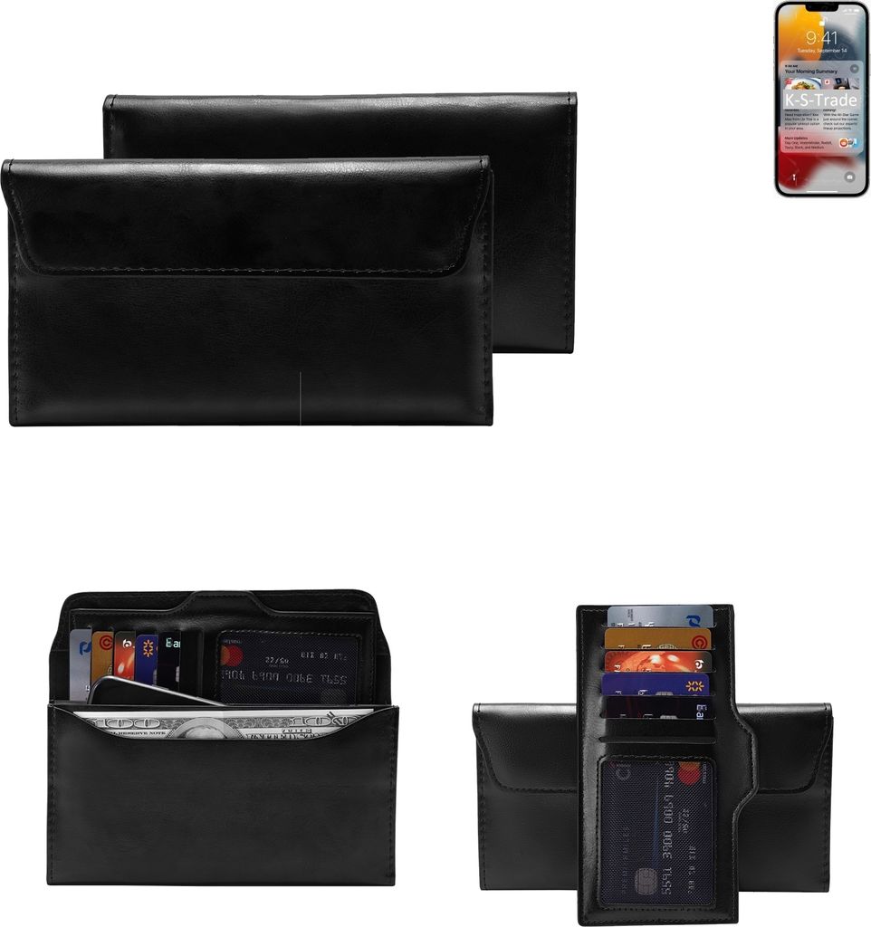 K-S-Trade Handy Hülle kompatibel mit Apple iPhone 13 Pro Max Schutz Hülle Tasche Schutz Case Handytasche Kunstleder schwarz, 1x